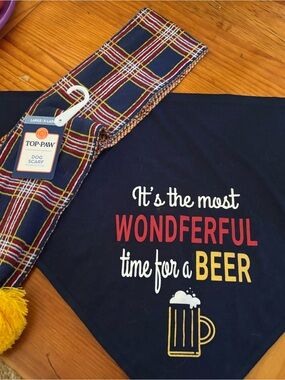 Top Paw Navy Bandana & Plaid Dog Scarf Set - Red, Yellow, White